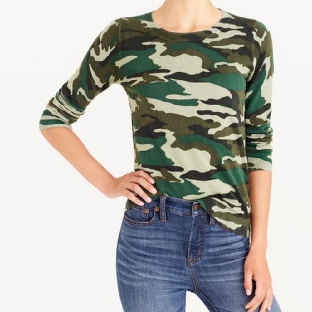 J. Crew Camo Teddy Long Sleeve Sweater